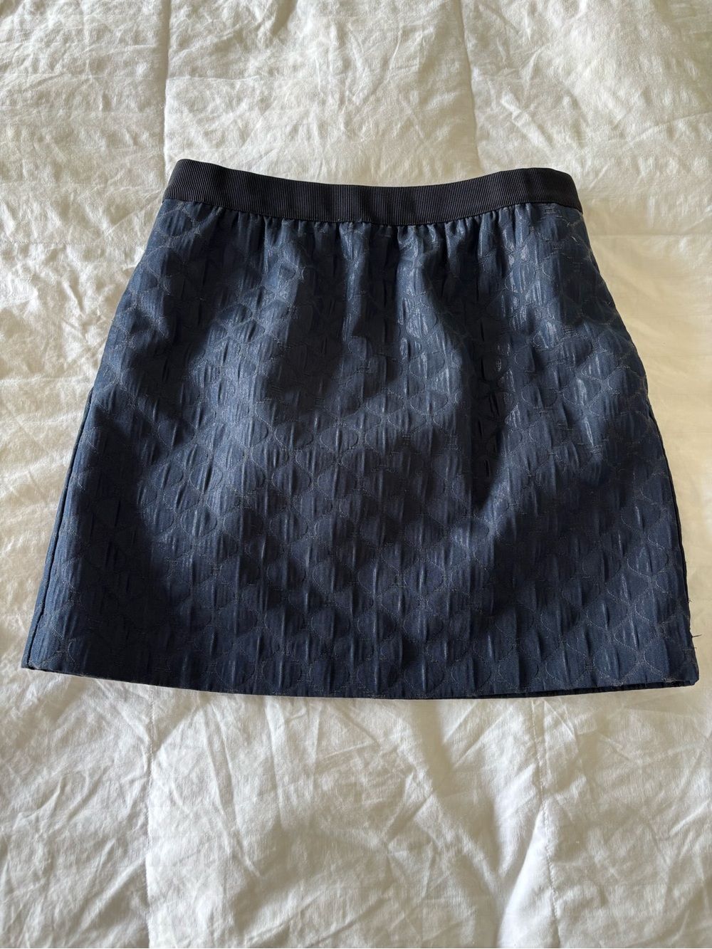 LOFT Women’s Navy Blue Geometric Jacquard A-Line Skirt Lined Petites 6P